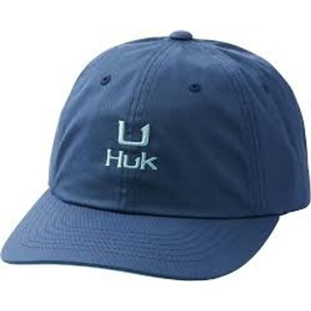 Huk OS Baseball Cap Fishing Performance Logo Embroidered Blue Wicking Anti Glare